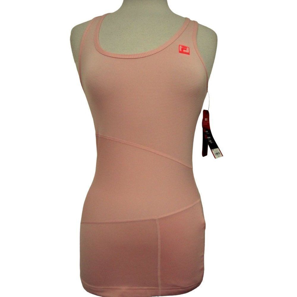 Fila Sport Racer Back Stretch Tank Top Lt Peach Running Yoga Mesh Panels XS NEW